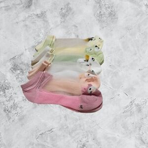 💥4x$15 NWOT Colorful Animal Print Mesh Ankle Socks Set